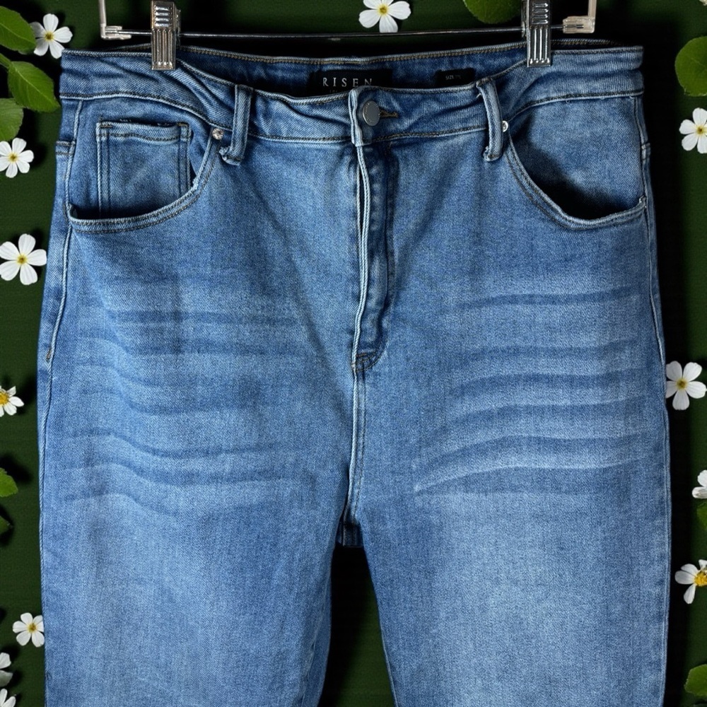 Risen Los Angeles Blue baggy Flare high rise Women's Jeans 2 XL - Picture 2 of 9